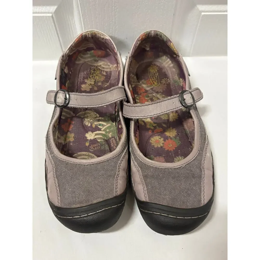 KEEN Mary Jane Flats Lavender Gray Canvas Leather Comfort Shoes Women’s US 9.5
